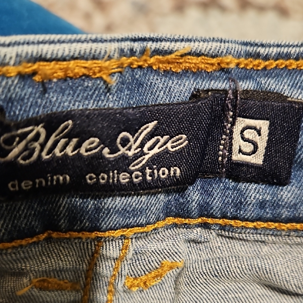 Blue Distressed Jean Shorts - Picture 5 of 7